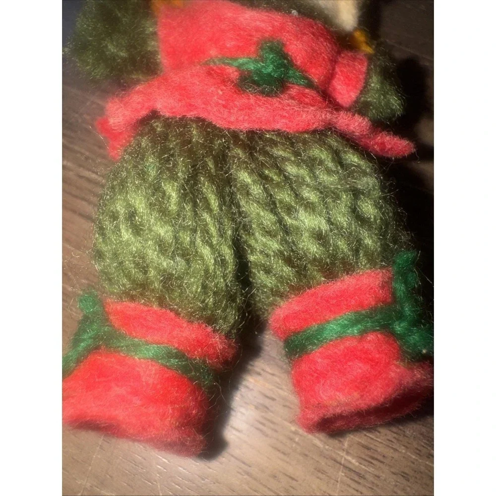 Vintage 1970s Hallmark Elf Red Yarn Ornament 1973‎